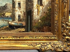 VTG c 1960’s Original Textured O/C „Mediterranean Harbor Scene“ Signed A. Luise!