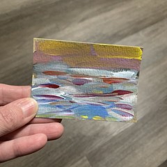 ACEO Artist Card 3.5 X 2.5 Abstract Landscape Acrylic Original Painting on Paper