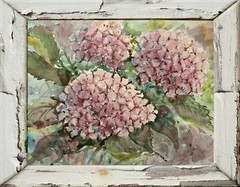 Original Artwork Painting Flowers TENDER HYDRANGEA BLOSSOM Floral Arts Gift A4
