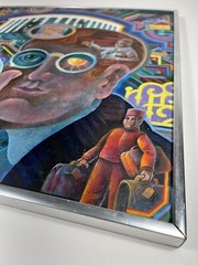 ABE GURVIN POP ART ILLUSTRATION POLITICIAN SCIENCE FICTION VINTAGE MCM PAINTING