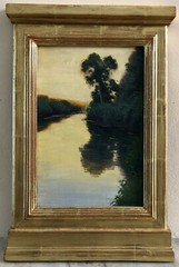 2008 Acrylic & Oil on Board „River w/Yellow Sky“ by Utah Artist Brad Aldridge
