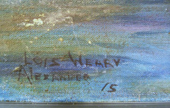 Vintage Landscape Oil Painting Mississippi Steamboat Loading Dock