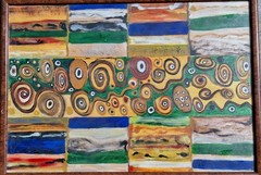 Gustave Klint Style Abstract Oil Painting Framed Vintage Color Art 1940-1960