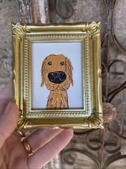 Labrador,retriever,dog cute,funny Original Painting,framed,miniature,small,mini