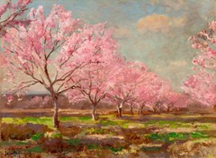 A Peach Orchard in Bloom Landscapes Oil painting HD printed on canvas L1711