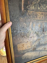 Antique French Still Life Oil Painting, Dark Moody, Champagne Oysters Cheese