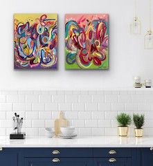 Canvas Set: Yin And Yang ~ Original Sold.Colorful Abstract Painting. 11×14 Inch.
