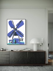 Abstract Architecture Windmill Landscape Bold Original Wall Art 11×14 Canvas