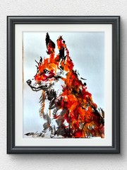 Original Expressionist Animal 11×14 Warm Red Acrylic Home Decor Art Signed P83