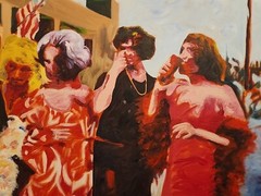 RS SIGNED PAINTING OIL ON CANVAS ’80 36×24 LGBTQ ORIGINAL CONTEMPORARY POP ART