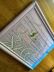 The Journey – Original Acrylic Painting Collage Mixed Media on Wood Cabinet Door