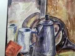 Antique Glaser 1934 „Still Life Scene“ Watercolor Painting – Signed And Framed