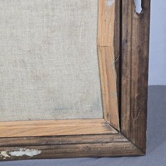Vintage Native American Wolf Oil Painting Carved Frame 23×19 Hecho en Mexico