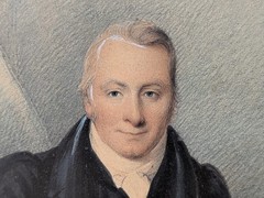 Antique 18th / 19th Century Portrait Painting Watercolour of a Man Signed Burt