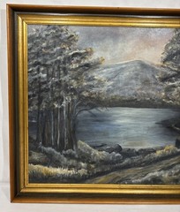 Vintage Original Impressionist Dark Moody Landscape Oil Painting Gilt Framed