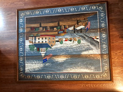 Signed Huntington Canvas Oil Painting Folk Art Wood Frame 38×46 in Colonial US