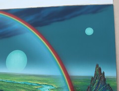 1977 Morris Scott Dollens Painting Alien World Sci-Fi Space Art MSD Rainbow