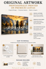 Original Hand-Painted Running Horses Canvas Painting | One of a Kind Artwork