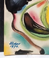 1974 LISTED HUNGARIAN CHARLES FODOR Sd ORIGINAL M/M ABSTRACT „FLOWER FORMS“