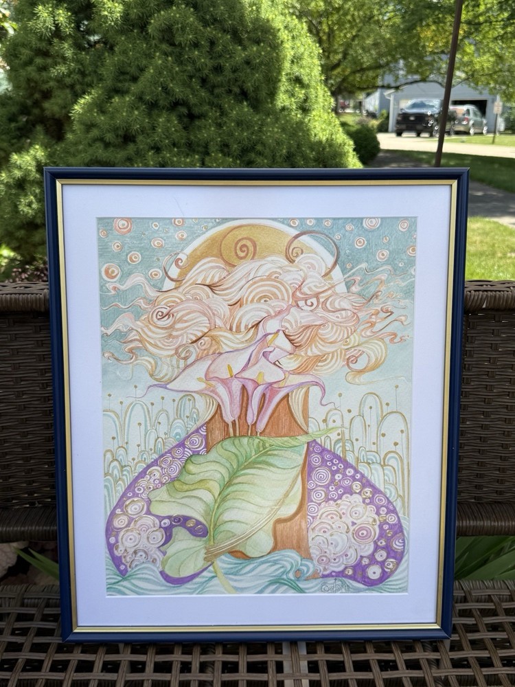 Feminine Tenderness Original Framed Abstract Painting Mixed Media