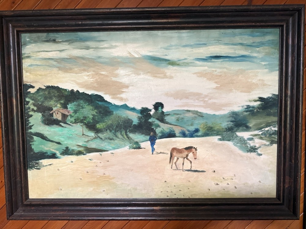 24 x 36 ORIGINAL VINTAGE HAITIAN HAITI ART PAINTING BY LOUVERTURE POISSON