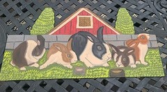 Large Original Menno Shirk Folk Art Painting On Wood 12″ X 24″ Barn With Rabbits