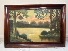 Antique impressionist landscape oil painting from West Virginia