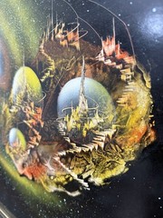 1995 Vintage Original Space Sci-Fi Spray Paint Art Framed and Signed – read desc