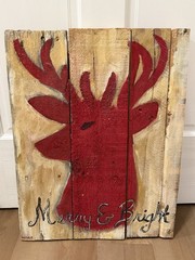 Reindeer Christmas Hand Paint Acrylic Art Painting On Wood By Rosalie Dela Rosa