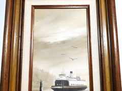 TWO Nautical Seaside Boat Seagulls Ocean Calm Serene Paintings on Canvas SIGNED