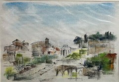 Franz Ehmke *1928 -2018 Italy Rome Forum Romanum City Heaven River Signed
