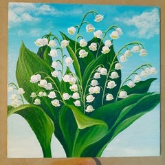 Lilies of the valley Original painting on fiberboard Lily of the valley wall art