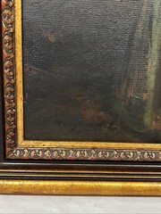 Old Vintage Hungarian Original Oil Painting Portrait of Woman Signed Framed