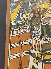 Framed Madhubani Art Painting of Radha Krishna in Black Metal Frame 8″ x 27 1/4″