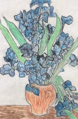 Glenn Spona, 1993, Vintage Colored Pencil Painting, Floral Still Life
