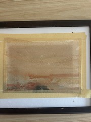 Original L. Moore Watercolor Painting Coastal Beach Dunes Seagulls Verso Sketch