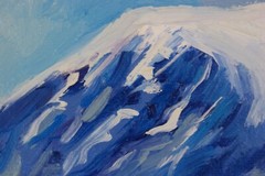 Oil painting on panel winter in Pogradec, 30cmx40xm