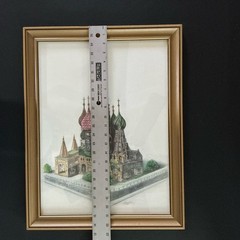 St Basil’s Cathedral Moscow Russian Landmark Framed Pen And Ink Painting