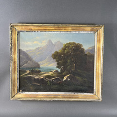Romantic Karl Schoch (1848-1903) Landscape Oil Painting 19th jh mountain lake