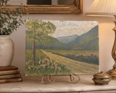 Antique Miniature Signed Landscape Oil Painting