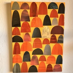 Rex Ray Original Mixed Media Resin Collage Signed 12/02 Orange Abstract #00457