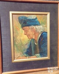 Original Vintage Oil Painting on LEAF on Masonite Board by SOMMAI P. Signed