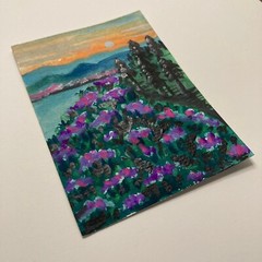 ACEO Sun Set Nature Beautiful 3.5*2.5 Inches Size Water Color Painting Unframed