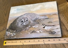 Giclees Print Of Oil Painting Coastal Beach Nautical 12 X 9 Wood & Canvas