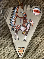 The Challenge Vtg Native American Painting Slate Lone Bull Stanley Harrison 1971