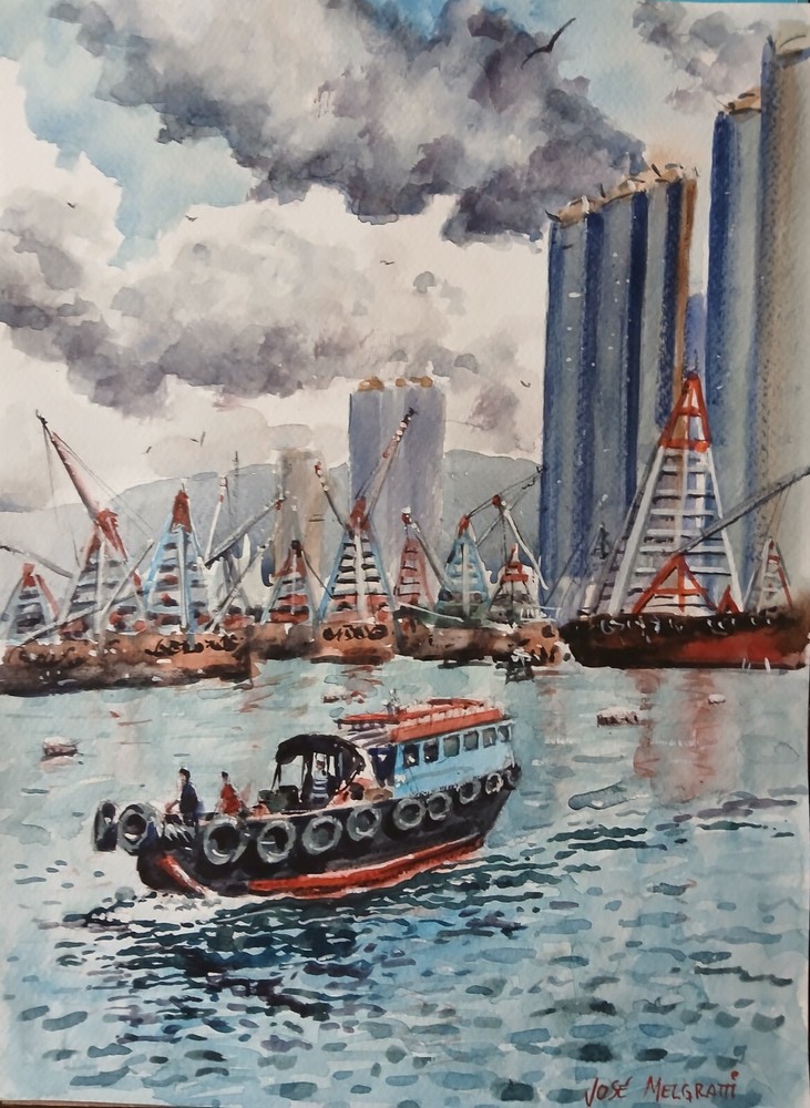 Original Watercolor Painting „Hong Kong“ 11″ x 15″ NOT A PRINT