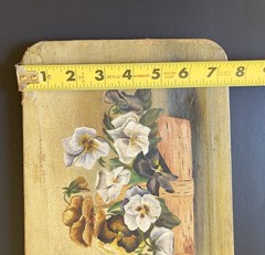Antique 19thC American School Folk Art Oil Painting Pansies Flowers Still Life