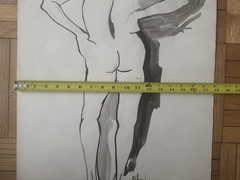 Vintage 1960s Watercolor Figure Study Man Woman 18 x 23 OOAK Dated
