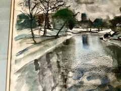 Nicolai Cikovsky (AMERICAN, 1894-1987) signed Watercolor Landscape Framed 21,5”