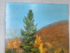 Set Of Fall Autumn Impressionist Oil On Masonite Paintings Vintage Unsigned
